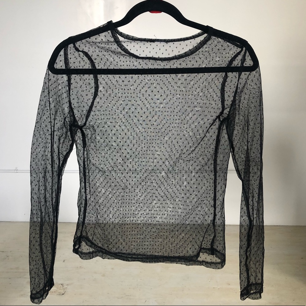 Shear Polka Dot Long Sleeved Top